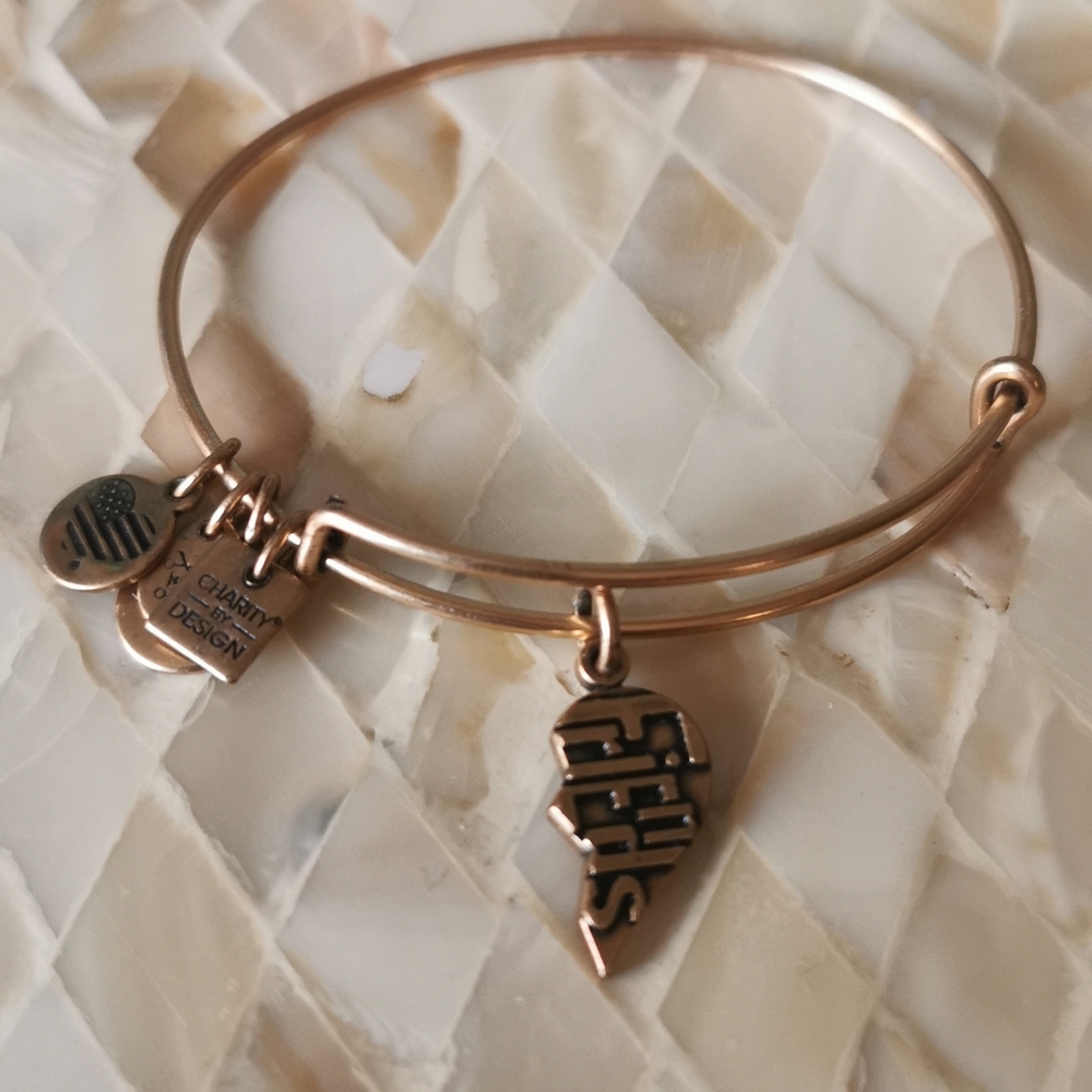 Alex and Ani Best Friends half heart bracelet, gold finish
